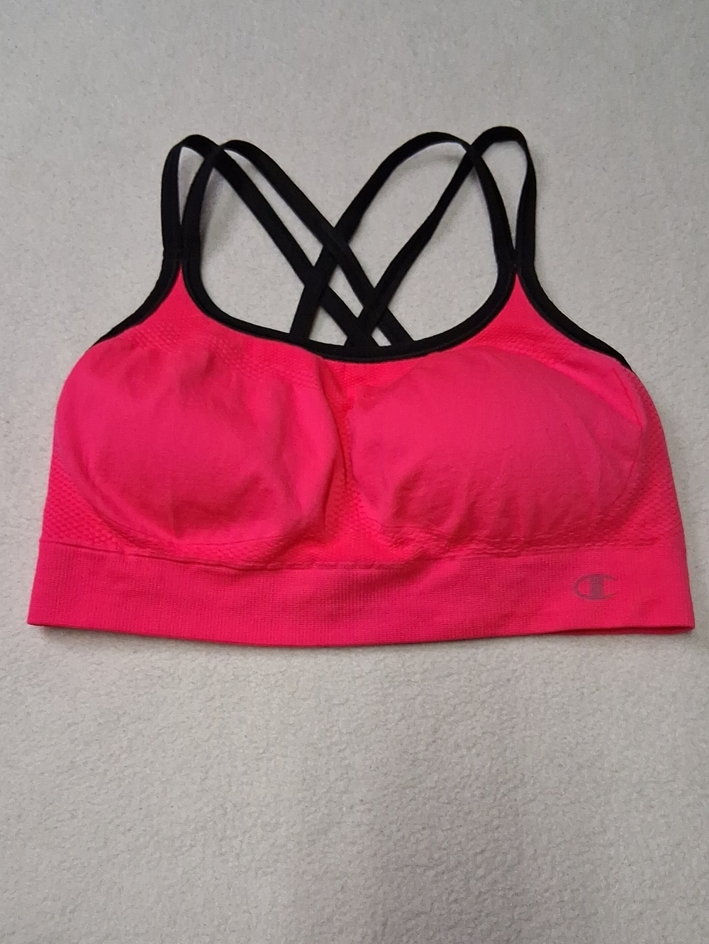 Champion Hot Pink Crisscross Sports Bra with Black Trim